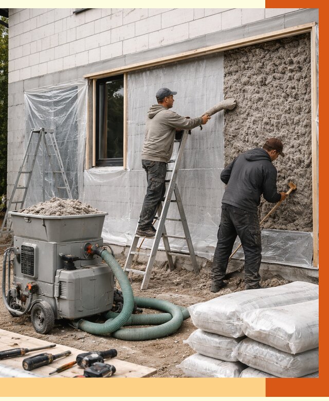 Утепление дома из газобетона эковатой в Пушкине от 4668 руб./м2 | ТепломастерПшк